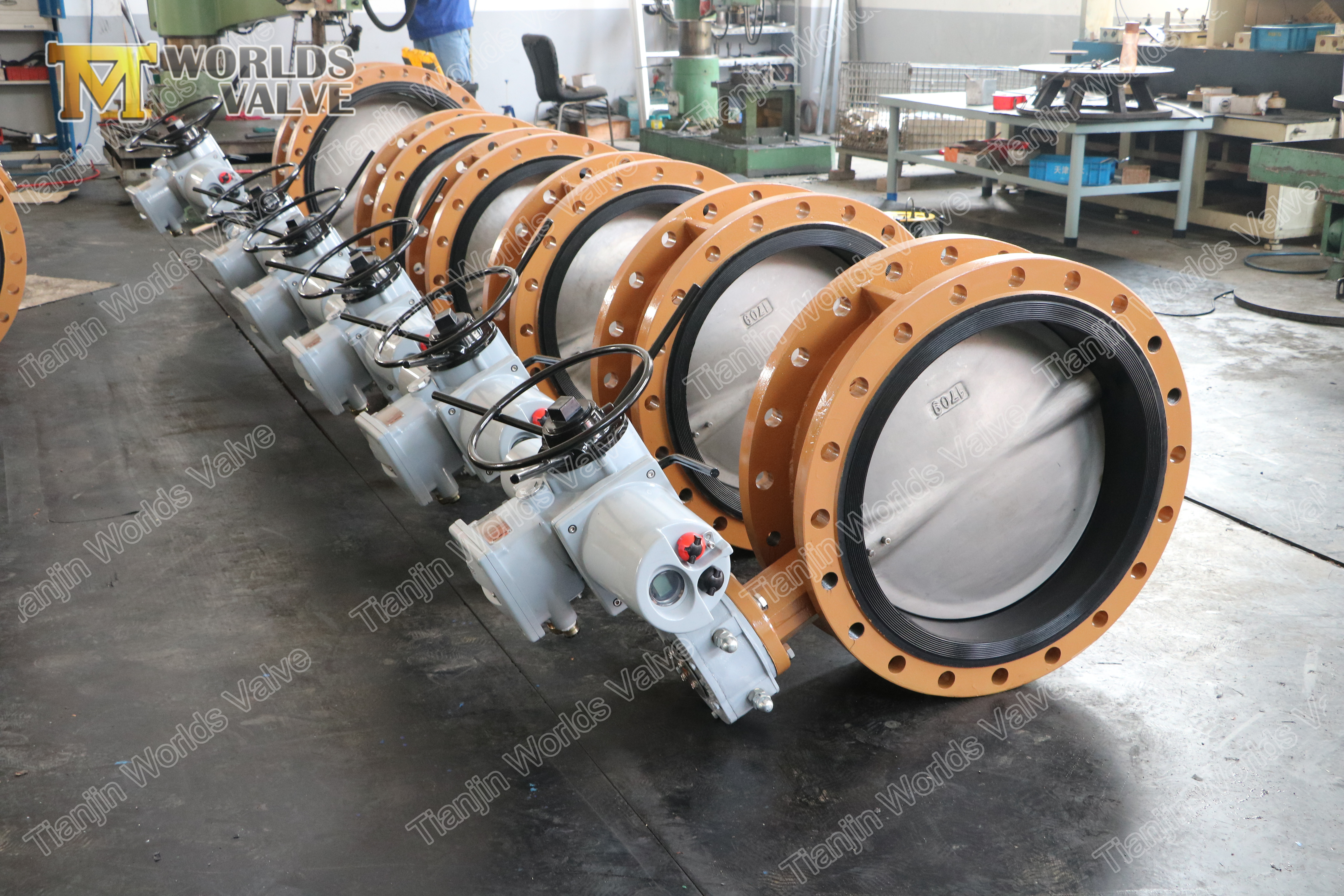 5 double flange butterfly valve with gearbox wormgear