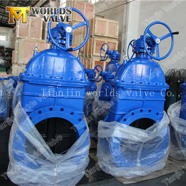 BS5163 Pn10/Pn16 Knife Gate Valve with Worm bevel Gearbox