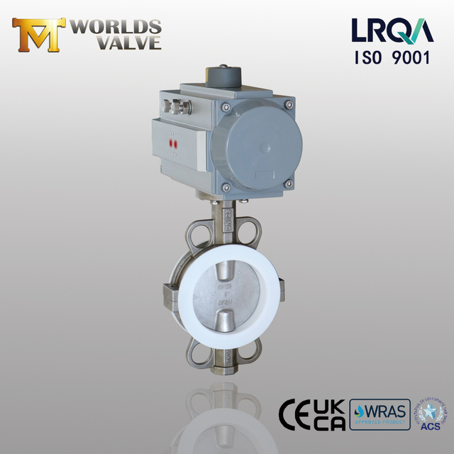 Split Body PTFE Lined SS Butterfly Valve with Pneumatic Actuation | Superior Corrosion Resistance & Maintenance Efficiency