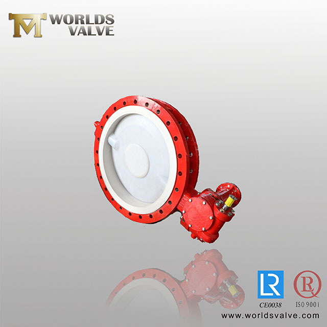 Full PFA Lined Wafer LUG Double Flange U-section Butterfly Valve