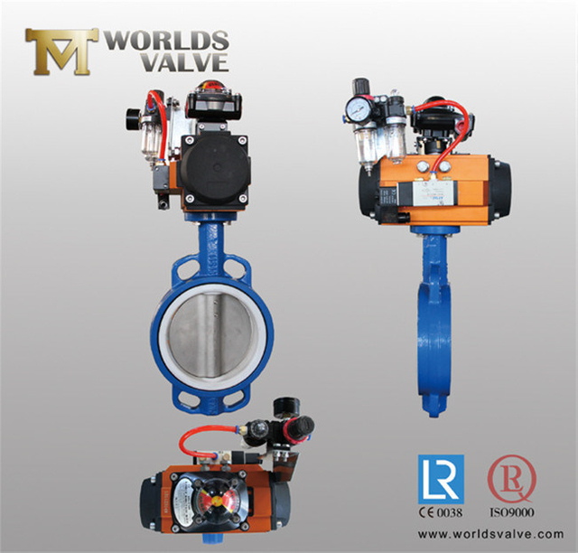 Pneumatic Electric Actuator Solenoid API Standard Wafer Type Butterfly Control Valves