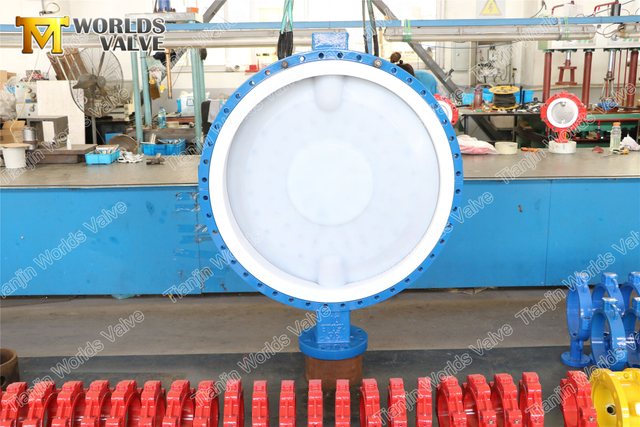 PFA Coated Lining Butterfly Valves Two Piece Body