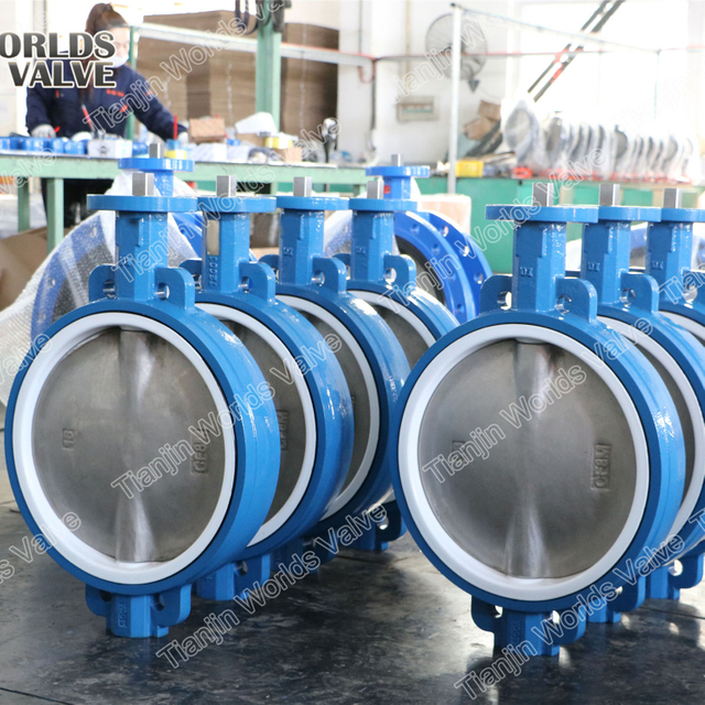 PTFE Liner Seat Wafer Type Butterfly Valve FBE Body coating ASME B16.34