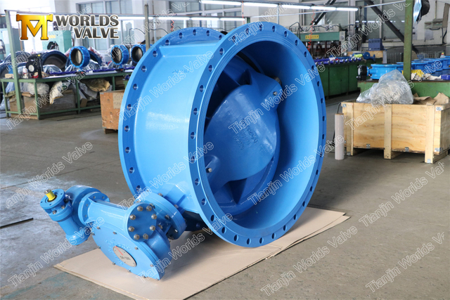 EN558 Series13 Series14 double flanged eccentric offset butterfly valves Gearbox Operator Handwheel