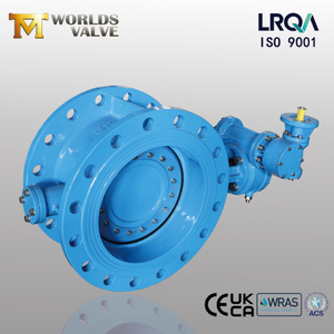 Double Offset PN25 Butterfly Valve with Double Flanges And Gear Operator Heavy Duty Industrial Flow Control-Tianjin Worlds Valve
