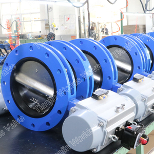 U Section Double flange Short pattern Butterfly Valve with Pneumatic actuators