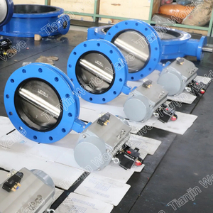 Double flanged U-section butterfly valves with Limit switch pneumatic actuator 