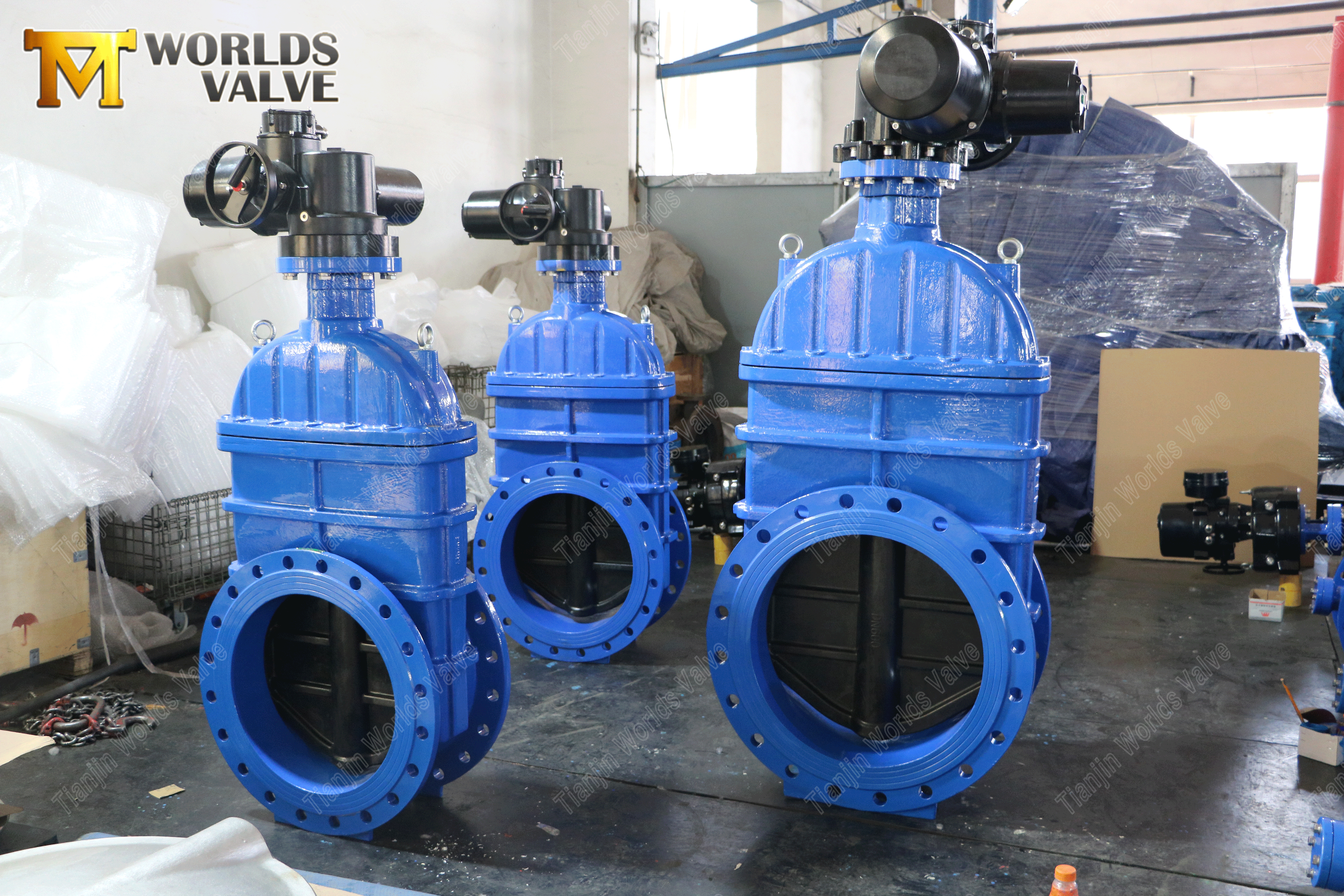 PN16 Knife Gate Valve with Worm Gear Double Flanged-1