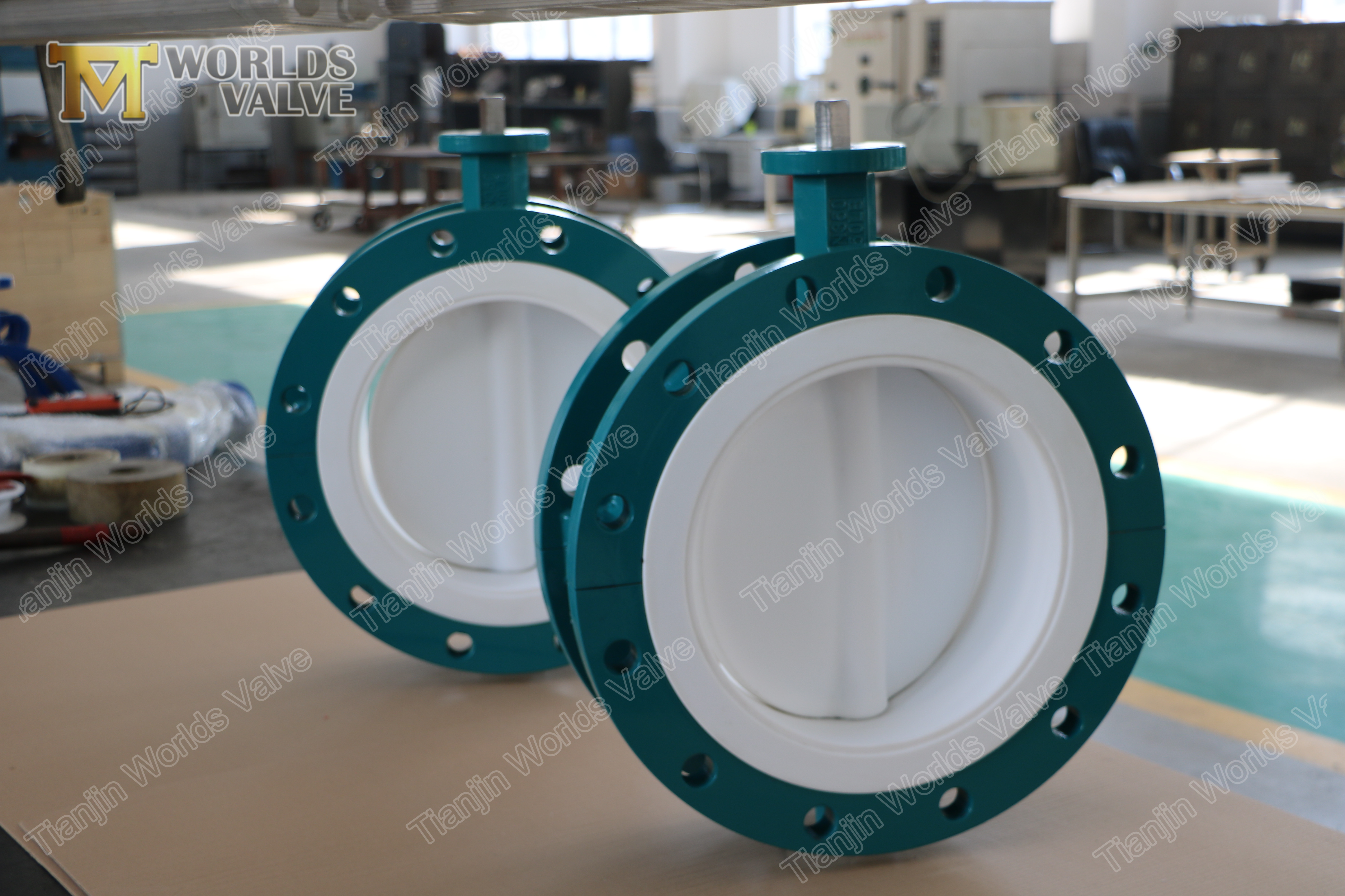 3 PTFE coated flanged butterfly valve