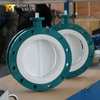 DN600 Two-Piece Flanged PTFE Butterfly Valve with WCB Body & Gear Operated