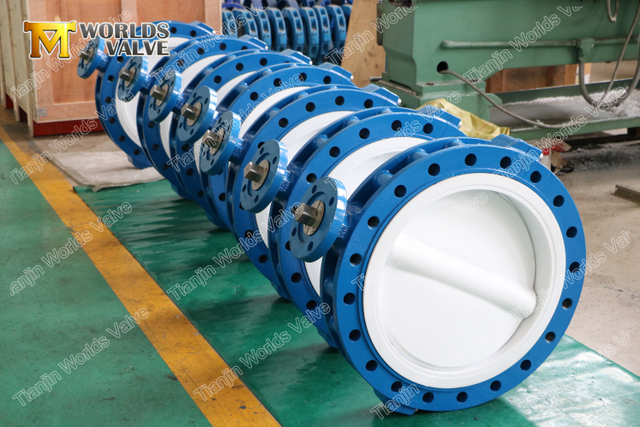 TWO Piece split body designing PTFE PFA liner Concentric Butterfly Valves 