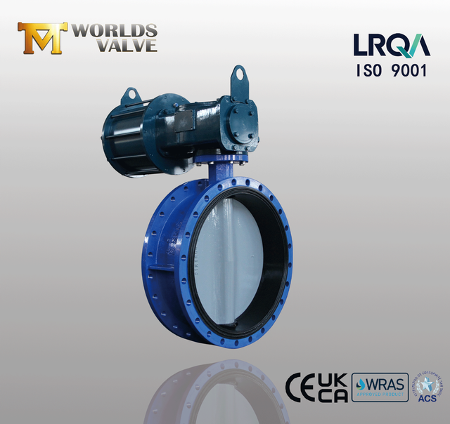 Double Flanged Pneumatic Operated Butterfly Valve with Ductile Iron Disc offered by China Manufacturer-Tianjin Worlds Valve