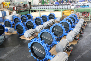 Full lugged Halar Coating disc butterfly valve with Double acting Pneumatic Actuator