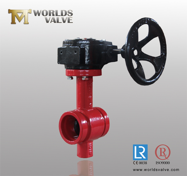 Gearbox Cast Ductile Iron Grooved End Rubber Butterfly Valves