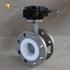 Split body PTFE seated butterfly valve with Gearbox OP provided by China Valve Supplier-Tianjin Worlds Valve Co., Ltd.