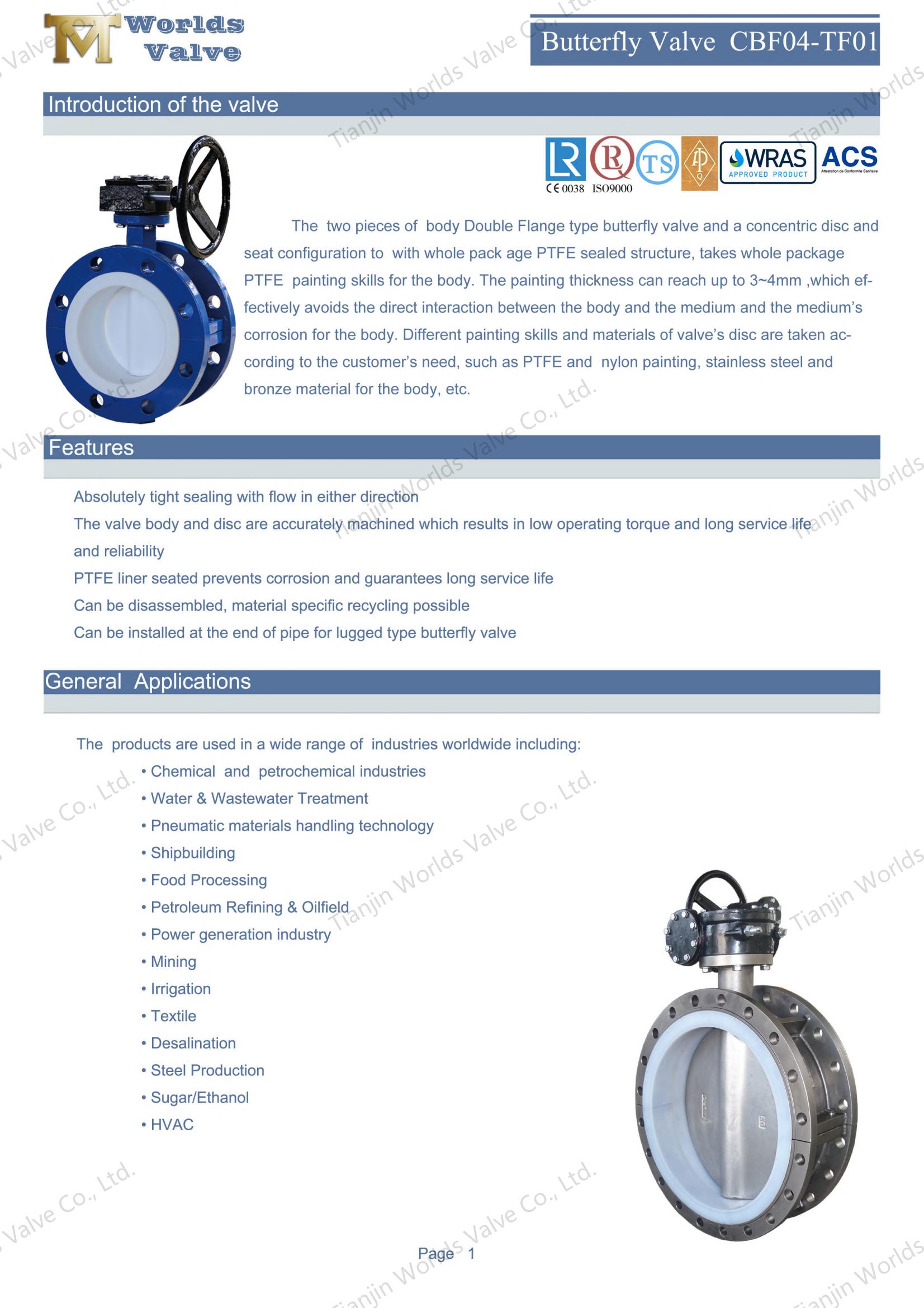 PTFE Seat and Stainless Steel Disc flanged butterfly valves (8)
