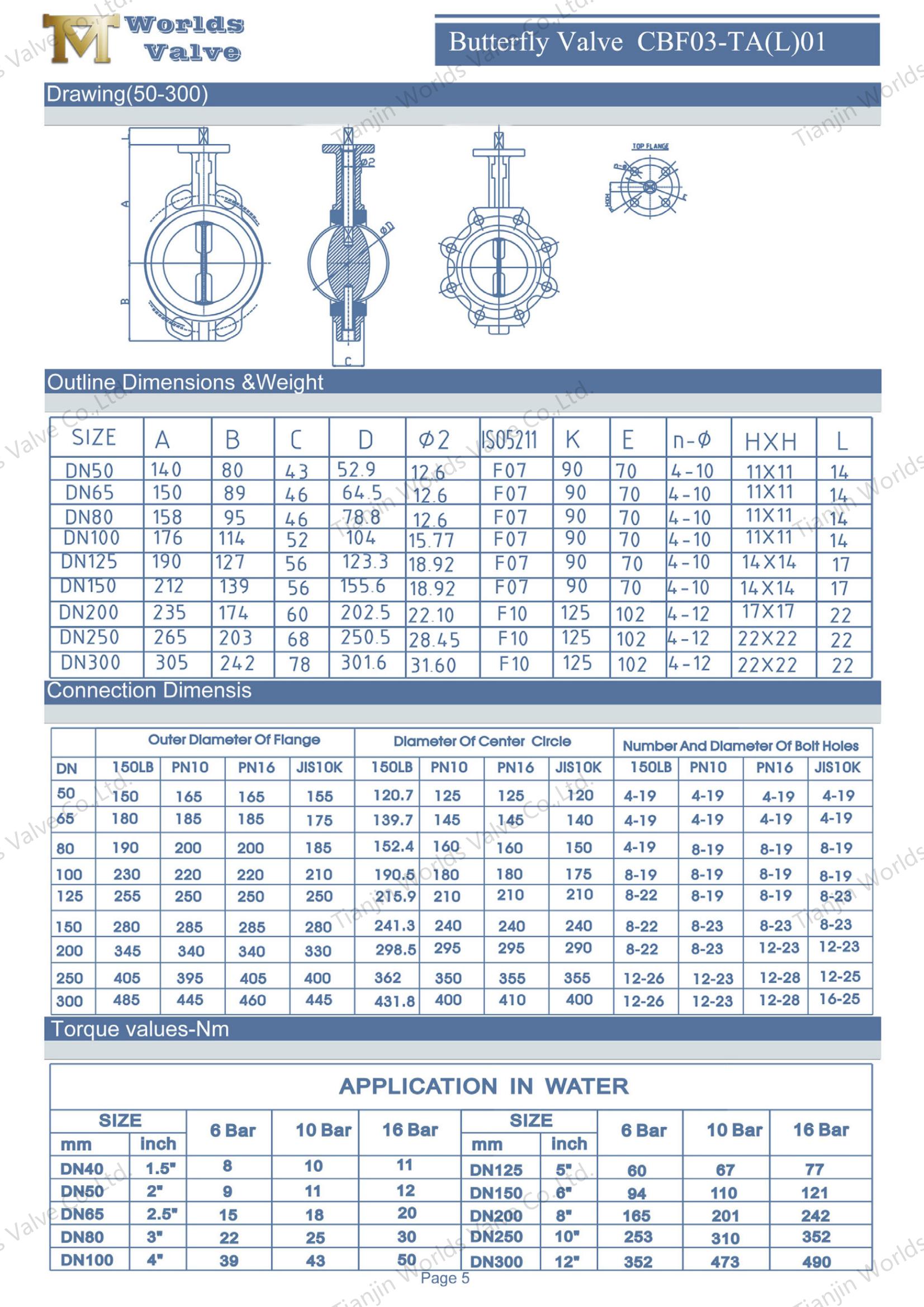 Wafer Butterfly Valve with Worm Gear Operator -CBF03-TA01