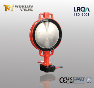 Wafer Type Soft Back Seat Butterfly Valve with Gear Operator offered by China Valve supplier-Tianjin Worlds Valve Co.,Ltd.