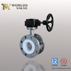 PN10 Full PTFE Lined Double Flange Butterfly Valve