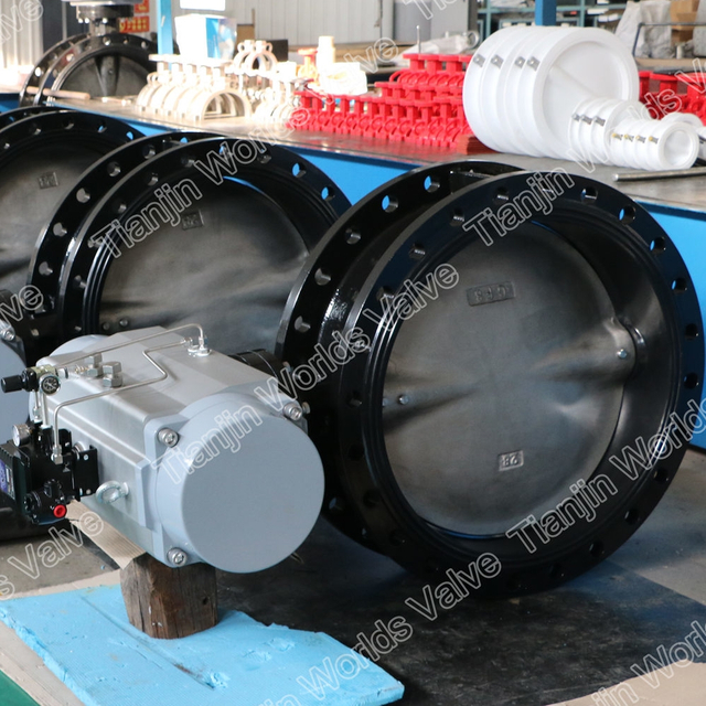 Double Flanged Butterfly Valves with Spring Return Pneumatic Actuator