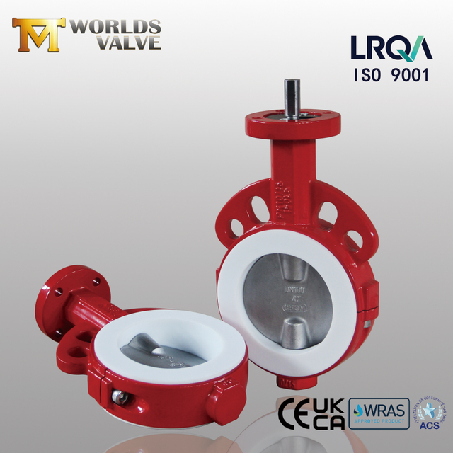 Split Body PTFE Seat Wafer Butterfly Valve with CF8M Disc from China manufacturer