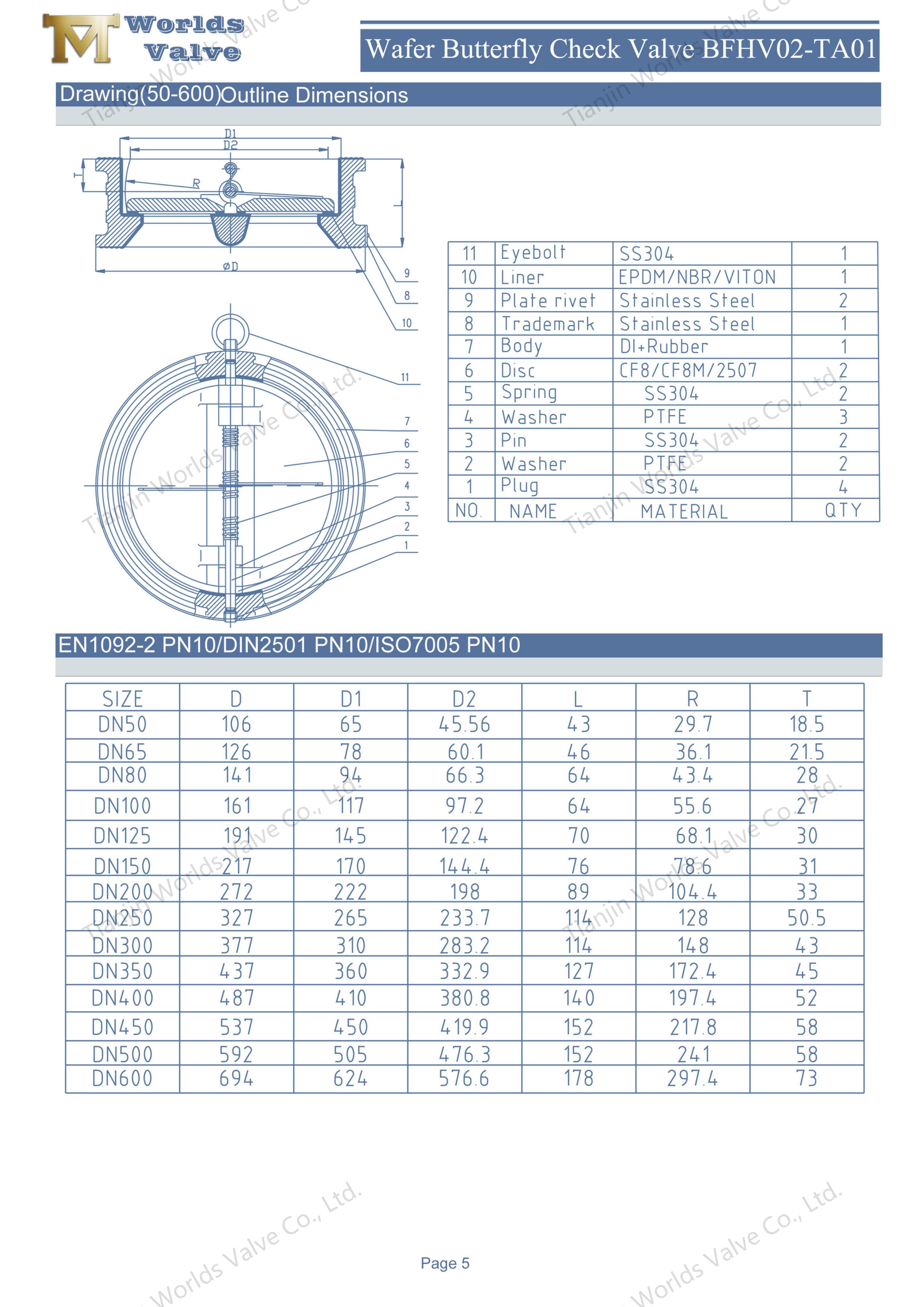 Aluminum Bronze Disc Dual Plate Wafer Check Valve-1