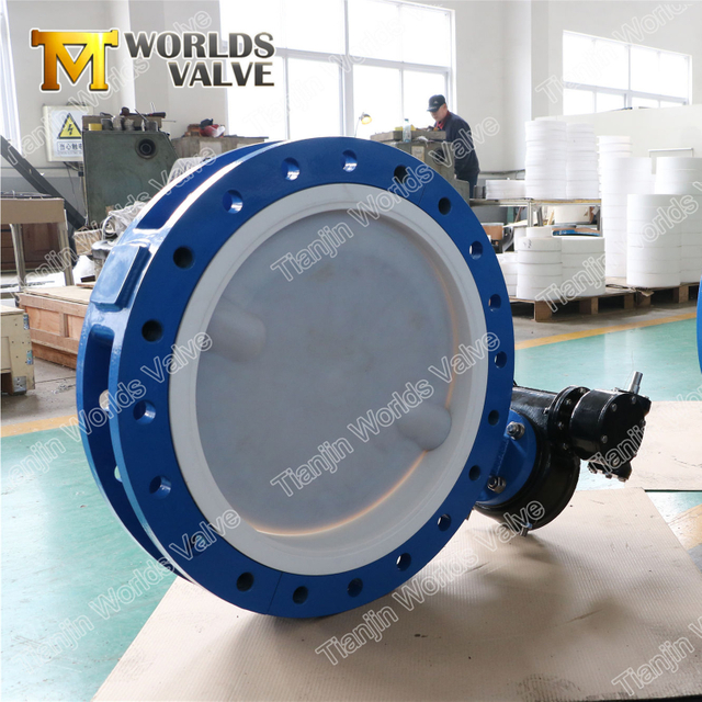 PFA Coated Lining Double Flanged Butterfly Valves Class150 Class 125