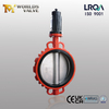 Wafer butterfly valve with ASTM A126 Class B cast iron body, RAL 2002 epoxy coating, CF8 disc, NBR seat, AISI 420 stem
